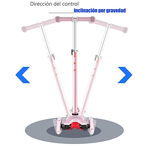 OUTCAMER Patinete Niño 3 a 12 Años Patinete 3 Ruedas con Led Luces Manillar Altura Ajustable 68-86cm para Niños y Niña Juegos Deportivos Scooter con Freno Posterior Monopatin Tres Ruedas Máxima 50 KG