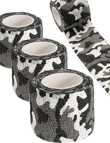 Outdoor Saxx® - 3 cintas de camuflaje, cinta de tela, resistente al agua, multiusos, cámara, equipamiento, cazador, pescador, fotografías, camuflaje negro/blanco, 4,5 m, 3 unidades.