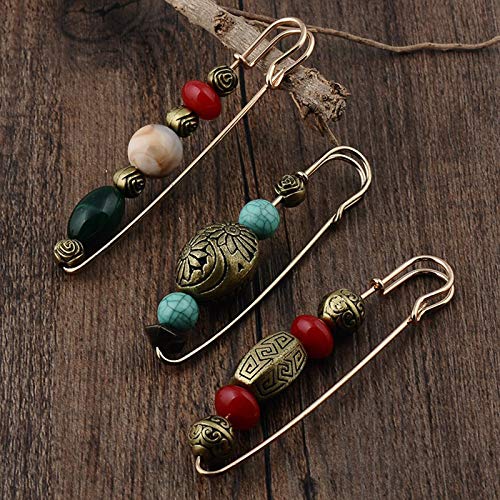 Outflower 1 pcs Retro Cuentas Broche Jersey Bufanda Hebilla Mujer Broche Exquisita Pantalla de Accesorios de Vestir Joyas Partido Ideal