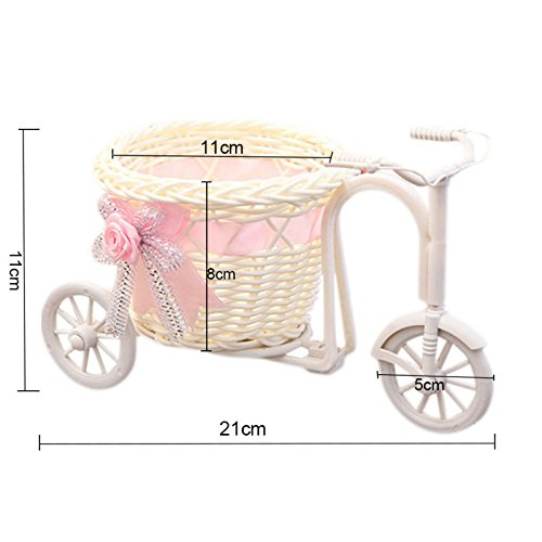 Outflower ratán jardín nostálgico Bicicleta Flor Artificial decoración Planta Soporte Mini Maceta (Color Aleatorio)