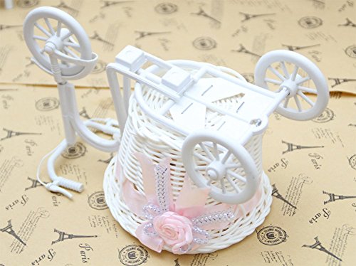 Outflower ratán jardín nostálgico Bicicleta Flor Artificial decoración Planta Soporte Mini Maceta (Color Aleatorio)