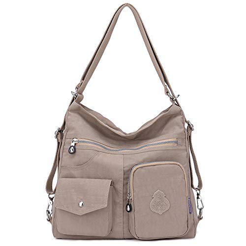 Outreo Mujer Bolsos de Moda Impermeable Mochilas Bolsas de Viaje Bolso Bandolera Sport Messenger Bag Bolsos Baratos Mano para Tablet Escolares Nylon (Beige One)