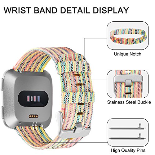 Ouwegaga Compatible con Fitbit Versa Correa/Fitbit Versa 2 Correa, Pulsera Tejidas Ajustable Reemplazo Sport Wristband Compatible con Fitbit Versa Smartwatch, Pequeño, Colorido