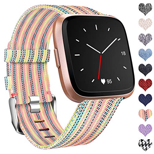 Ouwegaga Compatible con Fitbit Versa Correa/Fitbit Versa 2 Correa, Pulsera Tejidas Ajustable Reemplazo Sport Wristband Compatible con Fitbit Versa Smartwatch, Pequeño, Colorido