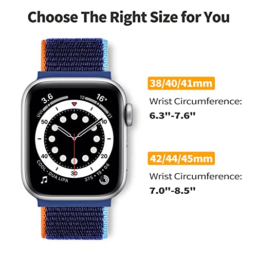 Ouwegaga Sport Solo Loop Band Compatible con Correa Apple Watch 45mm 44mm 42mm, Elástico Ajustable Trenzado Suave Correa de Nylon Compatible con Correa iWatch 7/6/5/4/3/2/1 SE, Negro/Gris/Oscuro Azul