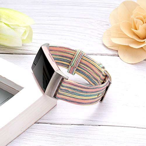 Ouwegaga Tejida Correa Compatible con Fitbit Charge 3, Reemplazo Tejido Ajustable Bandas Deporte Pulsera Compatible con Fitbit Charge 3/Charge 4, Pequeña Colorido