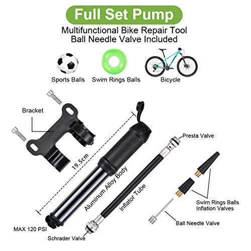 Oziral Kit Reparación Herramientas Bicicleta 16 en 1 Herramienta multifunción con 120 PSI Mini Bomba, Bomba de Bola con Aguja, Kit Patch Glueless para Libre Camping al Aire