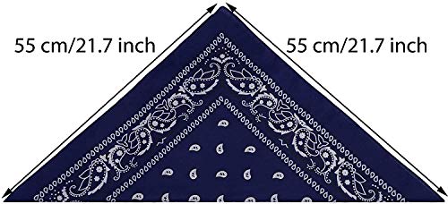 Pack 3 Pañuelos Bandanas de Paisley de Algodón para Cuello Pulsera Cabeza Unisex (azul x 3,SFJ-1-20, Talla única)