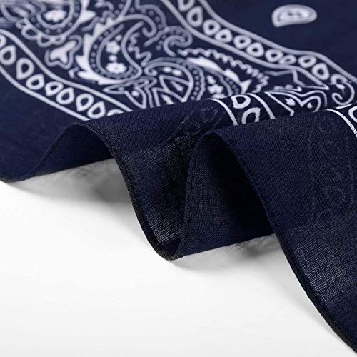 Pack 3 Pañuelos Bandanas de Paisley de Algodón para Cuello Pulsera Cabeza Unisex (azul x 3,SFJ-1-20, Talla única)