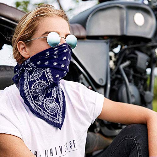 Pack 3 Pañuelos Bandanas de Paisley de Algodón para Cuello Pulsera Cabeza Unisex (azul x 3,SFJ-1-20, Talla única)