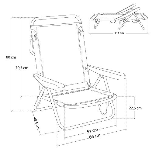 Pack de 2 sillas de Playa Convertibles en Cama de Aluminio y textileno (Rosa)