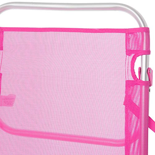 Pack de 2 sillas de Playa Convertibles en Cama de Aluminio y textileno (Rosa)