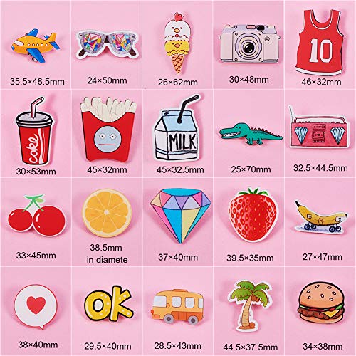 PandaHall Elite - Juego de 20 broches de acrílico con pasador de hierro para decoración de bolsas de ropa, colores variados