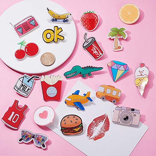 PandaHall Elite - Juego de 20 broches de acrílico con pasador de hierro para decoración de bolsas de ropa, colores variados