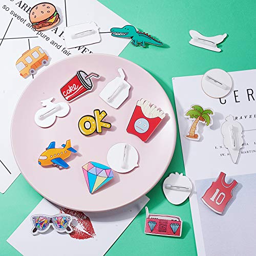 PandaHall Elite - Juego de 20 broches de acrílico con pasador de hierro para decoración de bolsas de ropa, colores variados