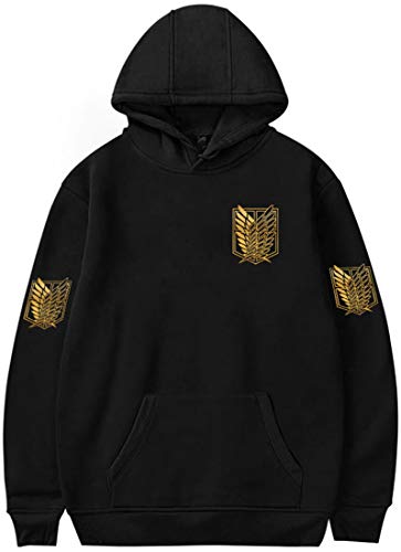 PANOZON Sudadera Attack on Titan para Hombre Chaqueta de Anime con Capucha Scouting Legion Series Manga (L, A-Negro 9071-1)