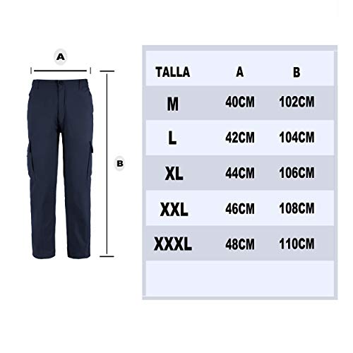 Pantalón de Trabajo para Adulto Blanco/Negro/Gris/Azul Marino Uniforme Laboral (M, Azul Marino)