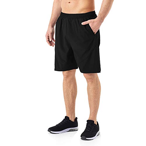 Pantalones Cortos Hombre Running Transpirable Shorts Deportivos Secado Rápido Pantalón Correr con Bolsillo con Cremallera(Negro,EU-L/US-M)