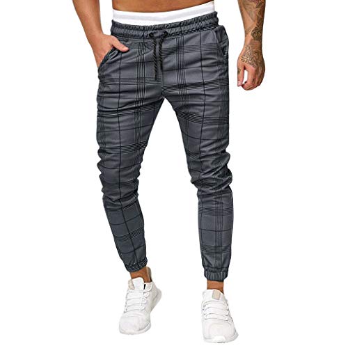 Pantalones Deportivos Largos para Hombre Pantalones Ajustados a Cuadros Pantalones de chándal para Correr Sueltos Ocasionales Jogger Pantalón Casuales Primavera y Verano riou