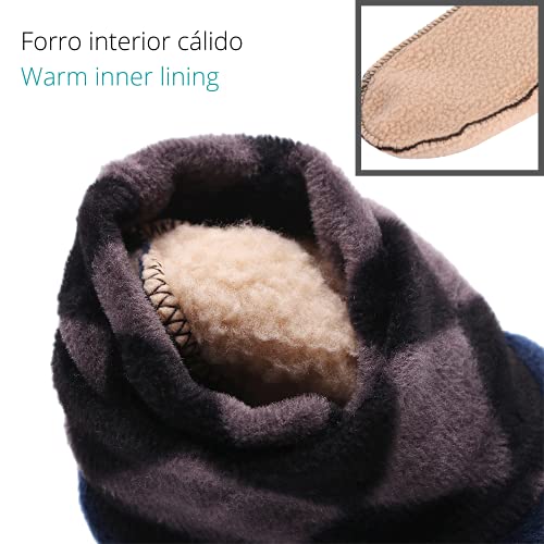 Pantuflas Tipo Calcetín Antideslizante | Zapatillas de Estar por Casa para Invierno de Terciopelo, con Forro Interior Cálido | diseño Unisex, para Hombre o Mujer (Azul Marino)