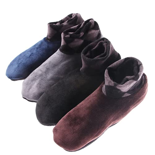 Pantuflas Tipo Calcetín Antideslizante | Zapatillas de Estar por Casa para Invierno de Terciopelo, con Forro Interior Cálido | diseño Unisex, para Hombre o Mujer (Azul Marino)