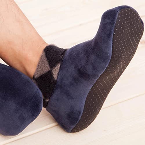 Pantuflas Tipo Calcetín Antideslizante | Zapatillas de Estar por Casa para Invierno de Terciopelo, con Forro Interior Cálido | diseño Unisex, para Hombre o Mujer (Azul Marino)