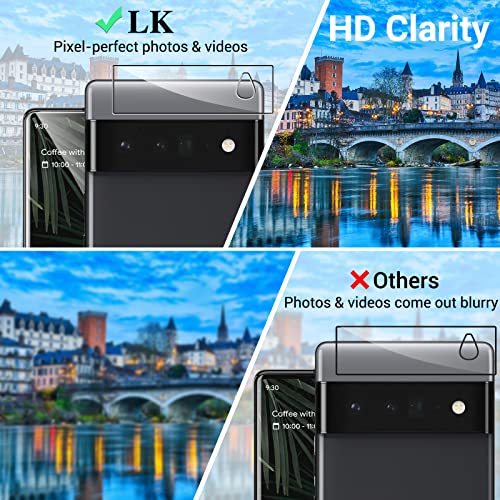 Paquete de 4 protectores de pantalla LK + 2 unidades de 2 protectores de lente de cámara para Google Pixel 6 Pro, película de TPU para Pixel 6 Pro, ultrafina, HD