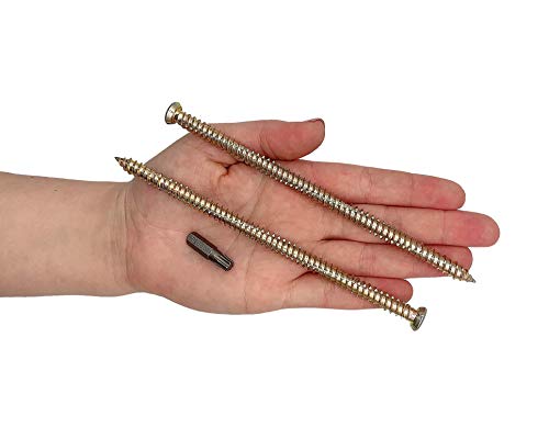 Paquete de 50 tornillos de acero chapados en zinc amarillo, 7,5 x 152 mm, tornillos para estructura de hormigón, madera, con cabeza torx plana, tornillo de mampostería (50 unidades, 7,5 x 152)