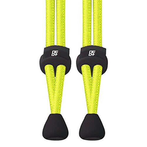 Paquetes de cordones elásticos redondos ajustables para correr y triatlón (1 juegos en amarillo neón)