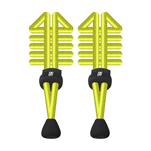 Paquetes de cordones elásticos redondos ajustables para correr y triatlón (1 juegos en amarillo neón)