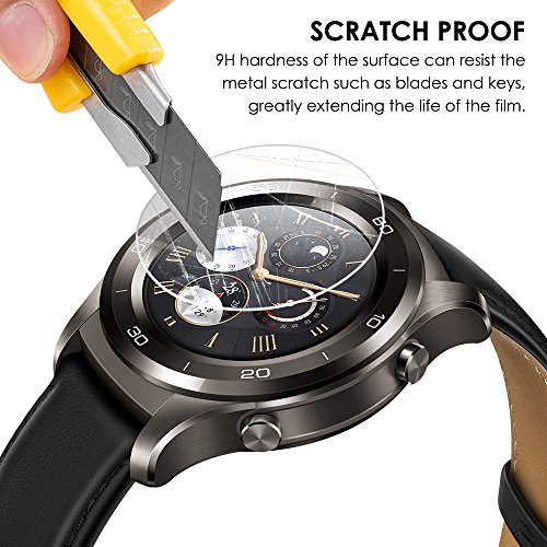 Para Huawei Watch 2 Charger, con 3 protectores de pantalla, AFUNTA 3 pies/1m cable de carga de repuesto soporte de base con vidrio templado para Huawei Watch 2 Classic Sport Smart Watch-Negro