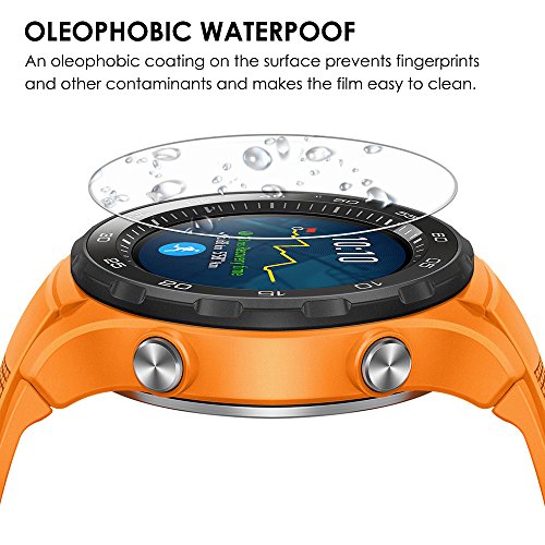 Para Huawei Watch 2 Charger, con 3 protectores de pantalla, AFUNTA 3 pies/1m cable de carga de repuesto soporte de base con vidrio templado para Huawei Watch 2 Classic Sport Smart Watch-Negro