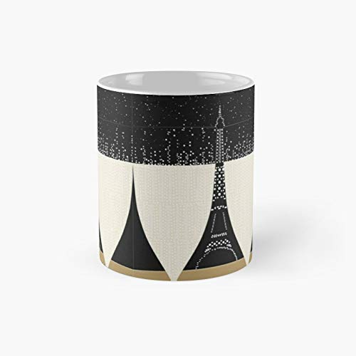 Paris Eiffel Champagne Vintage Vogue Gold Classic Mug Taza de café divertida 325 ml