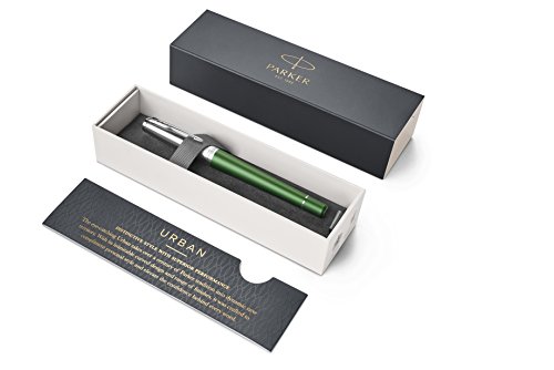 Parker Urban 1931618 - Bolígrafo roller (verde, recambio de tinta negra para punta fina)