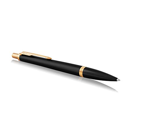 Parker Urban set de regalo doble con bolígrafo y pluma estilográfica, negro tenue con adorno dorado, cartucho y recambio de tinta azul, estuche de regalo