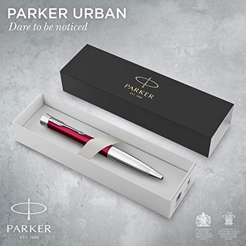 PARKER Urban Twist Bolígrafo | Magenta Vivo con Detalles Cromados | Punta Mediana con Tinta Azule | Caja Para Regalo