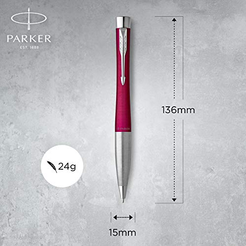 PARKER Urban Twist Bolígrafo | Magenta Vivo con Detalles Cromados | Punta Mediana con Tinta Azule | Caja Para Regalo