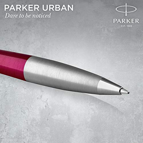 PARKER Urban Twist Bolígrafo | Magenta Vivo con Detalles Cromados | Punta Mediana con Tinta Azule | Caja Para Regalo