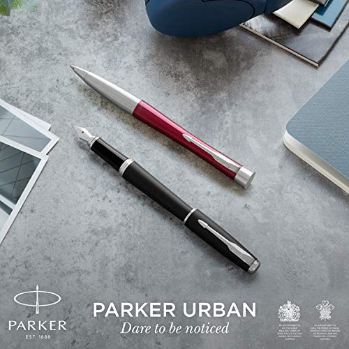 PARKER Urban Twist Bolígrafo | Magenta Vivo con Detalles Cromados | Punta Mediana con Tinta Azule | Caja Para Regalo