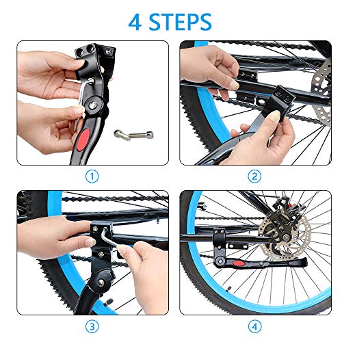 Pata de Cabra para Bicicleta, phixilin Aluminio Soporte Ajustable Bicicleta Kickstands Bicicleta Caballete Lateral Se Adapta a 24"-29" MTB Montaña, Carretera