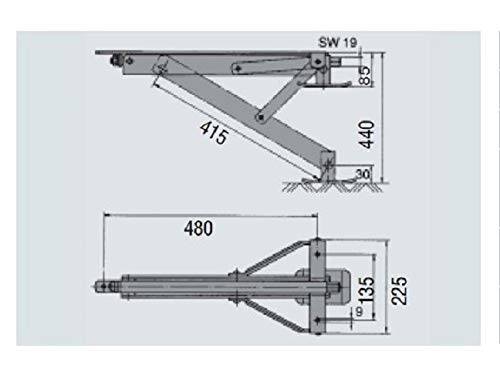 Pata remolque o caravana compact corta, 540 x 135mm, 800 kg max