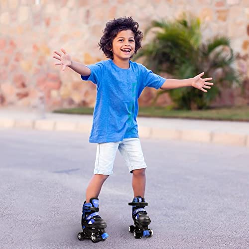 Patines 4 Ruedas, Patines Roller Ajustables,Patines Paralelos con Ruedas Luminosas Transpirable para Niñas, Niños y Principiantes Tamaño S(27-32