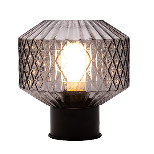 Pauleen luminaire 48195 Luminaria de sobremesa Gleaming Smoke, máx. 20 vatios, Vidrio Ahumado, Negro, Cristal, Metal, E27, Table Lamp, Tischleuchte