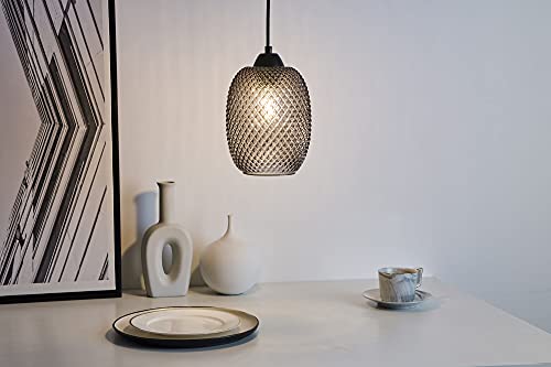 Pauleen Pendant luminaire 48188 Luminaria Colgante Gleaming Glamour, máx. 20 vatios, Vidrio Ahumado, Negro, Cristal, Metal, E27, Smoked Glass, Black