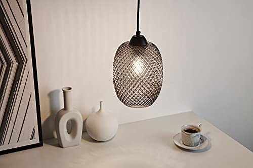 Pauleen Pendant luminaire 48188 Luminaria Colgante Gleaming Glamour, máx. 20 vatios, Vidrio Ahumado, Negro, Cristal, Metal, E27, Smoked Glass, Black