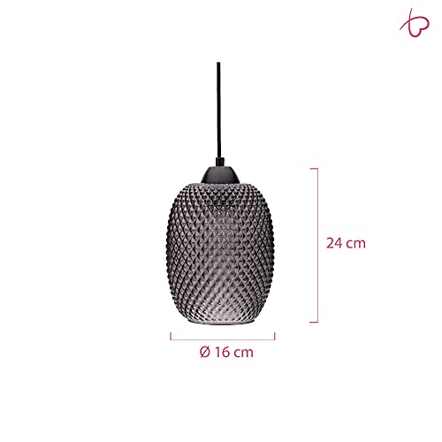 Pauleen Pendant luminaire 48188 Luminaria Colgante Gleaming Glamour, máx. 20 vatios, Vidrio Ahumado, Negro, Cristal, Metal, E27, Smoked Glass, Black