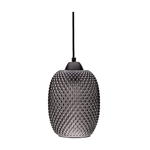 Pauleen Pendant luminaire 48188 Luminaria Colgante Gleaming Glamour, máx. 20 vatios, Vidrio Ahumado, Negro, Cristal, Metal, E27, Smoked Glass, Black