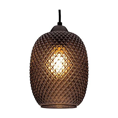 Pauleen Pendant luminaire 48188 Luminaria Colgante Gleaming Glamour, máx. 20 vatios, Vidrio Ahumado, Negro, Cristal, Metal, E27, Smoked Glass, Black