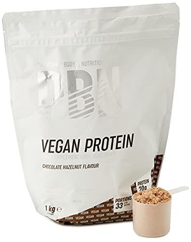 PBN Premium Body Nutrition - Paquete de proteínas para veganos, 1 kg (Paquete de 1), sabor Chocolate con Avellanas