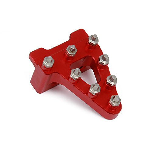 Pedal Freno Moto,Pedal de Freno Trasero Moto Universal Billet Aluminio Freno Trasero Palanca del Pedal Reemplazo de Punta de Paso para Bicicletas de Suciedad - Rojo